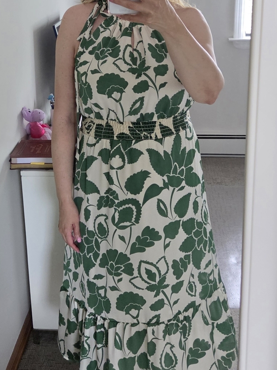 Gilli Dresses & Skirts - Gilli Cream Midi Dress with Green Floral Print (size L)